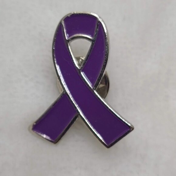 Purple Awareness Ribbon Pin Badge Alzheimer Domestic Violence - Picture 2 of 5